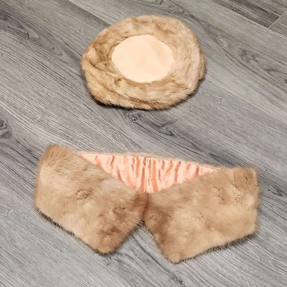 GUC Mink Fur Hat & Collar Vintage Set - Picture 11 of 13